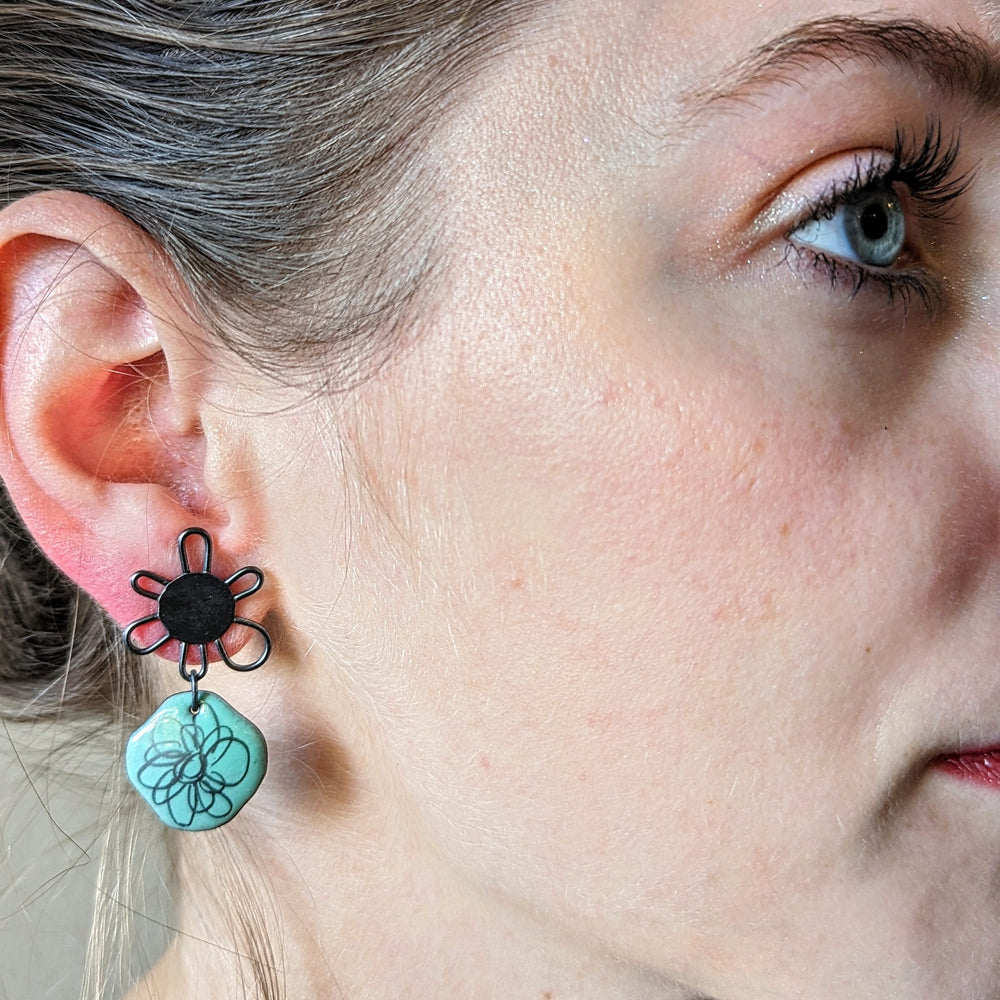 Small Minty Double Fleur Earrings