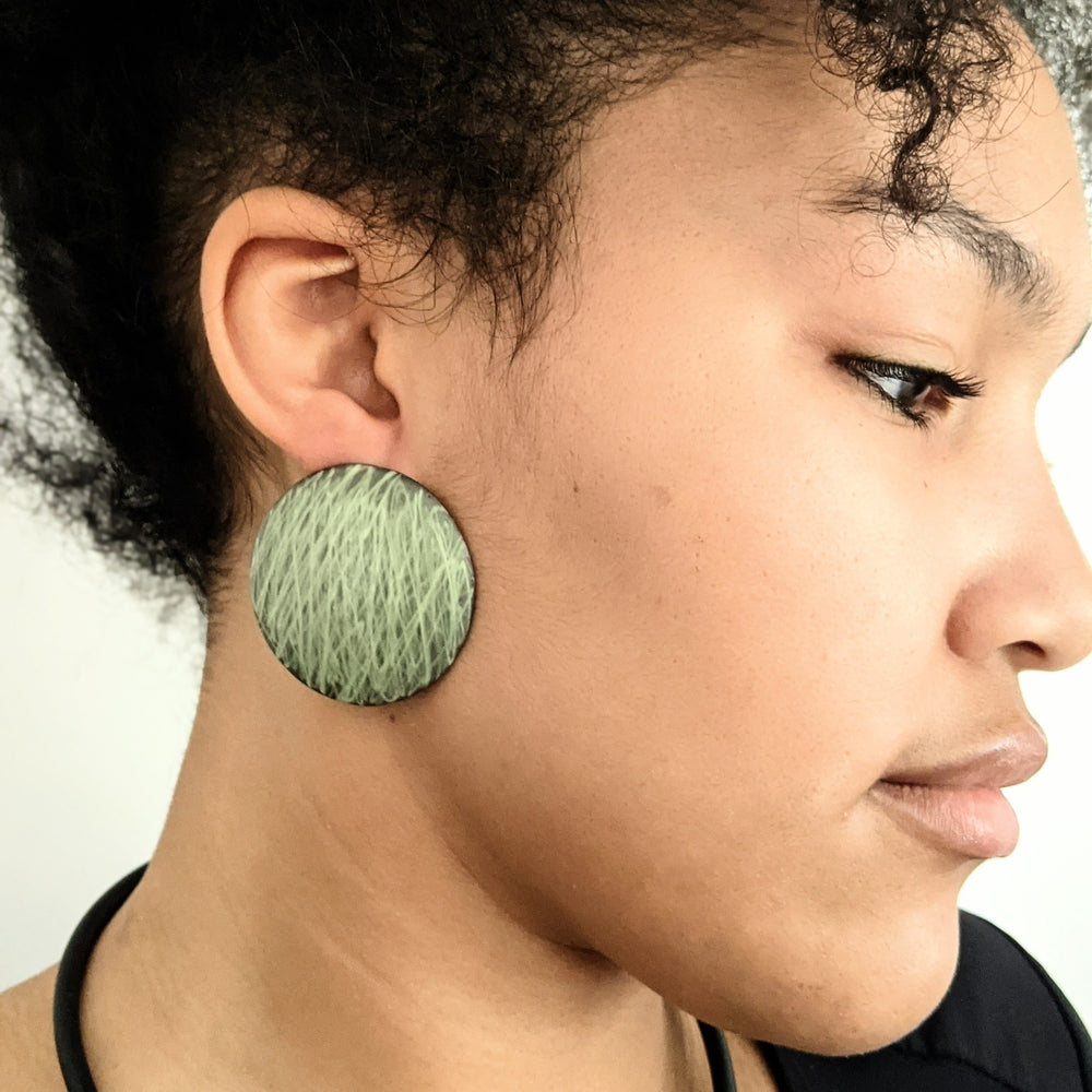 Large Grass Disc Earrings