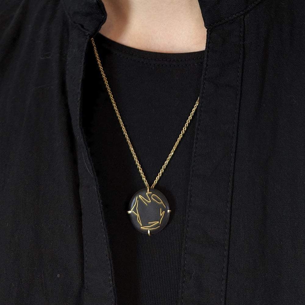 Black and Gold Cloisonné pendant