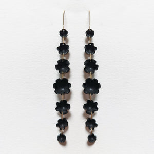 
                
                    Load image into Gallery viewer, Black Flower Drop Earrings
                
            