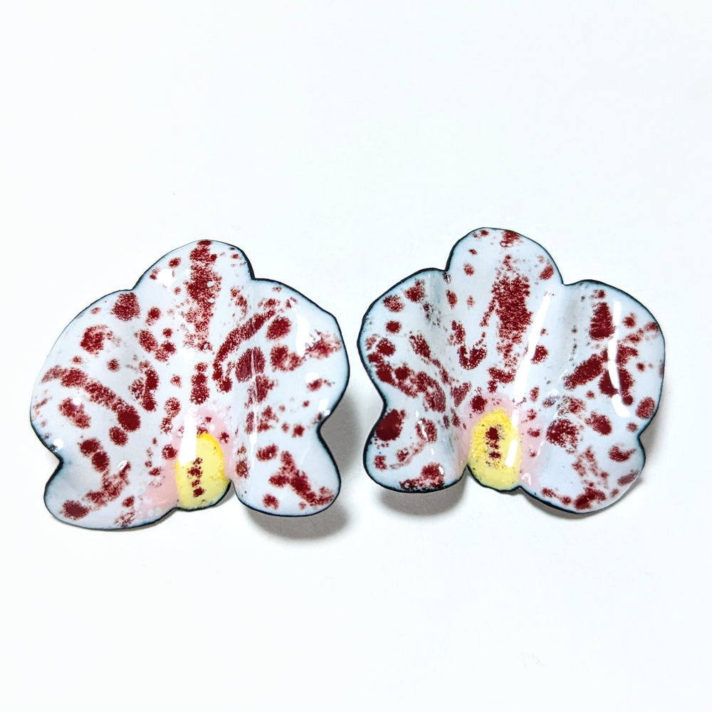 Large Speckled Orchid Earrings
