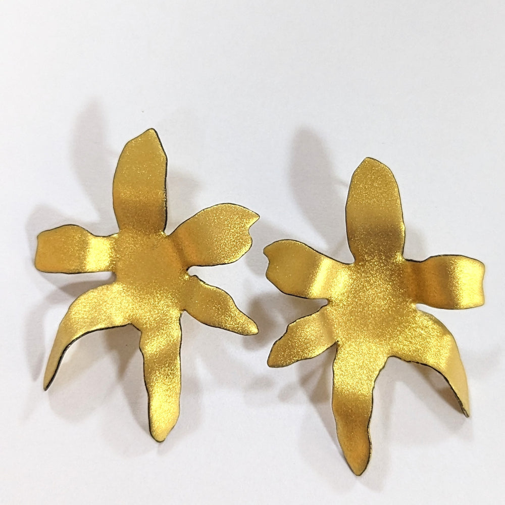 Gold Orchid Earrings