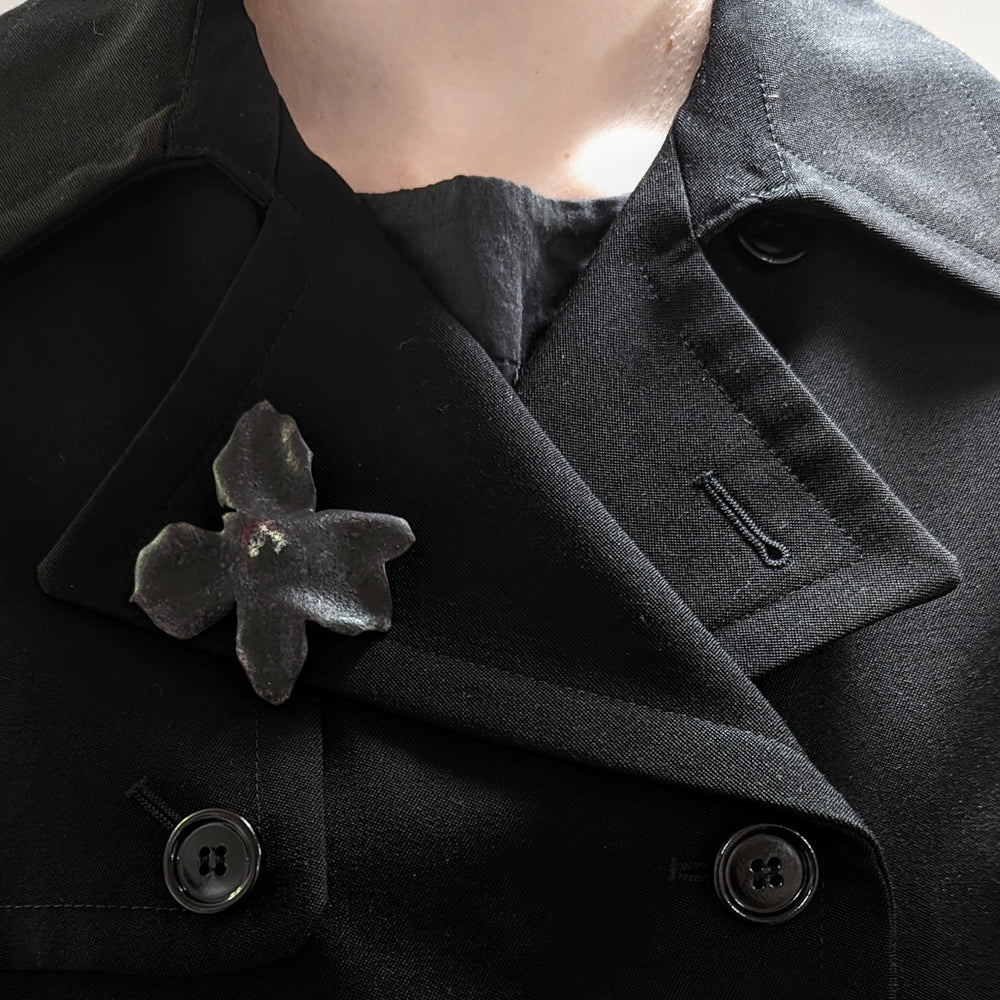 Large Black Orchid Pin