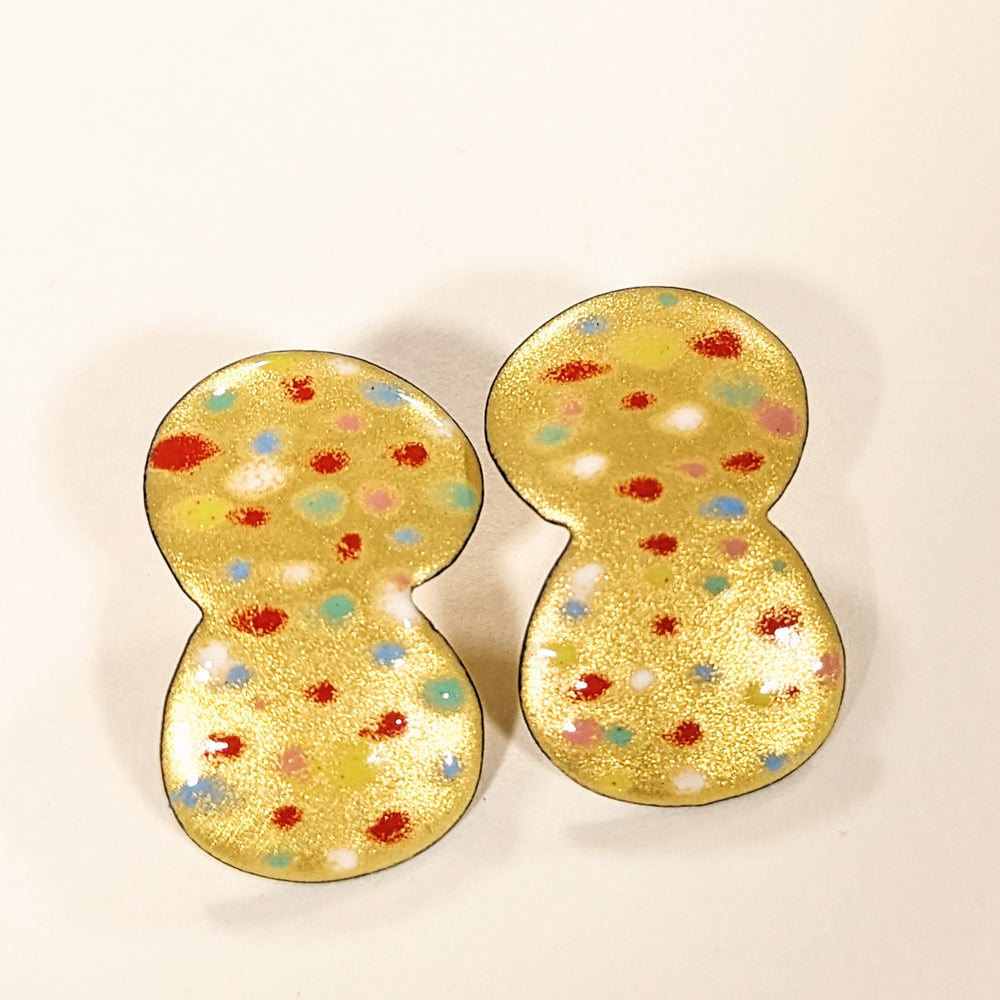 Small Metallic Gold Double Bubble Confetti Earrings