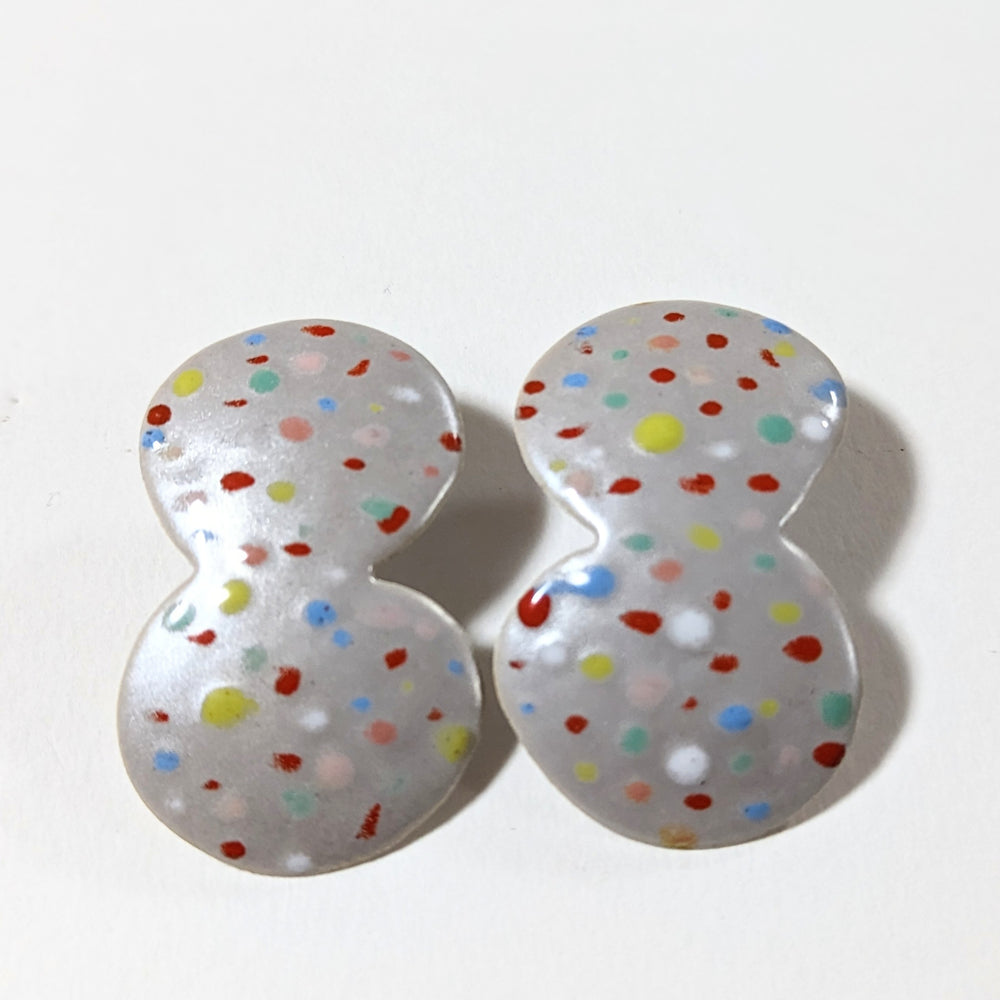 Large Metallic Silver Double Bubble Confetti Earrings