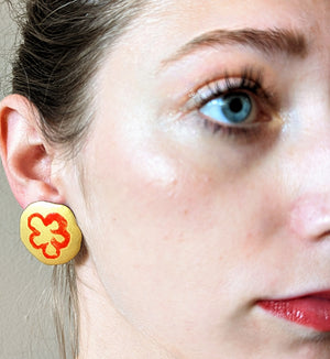 Gold Metallic Fleur Earrings