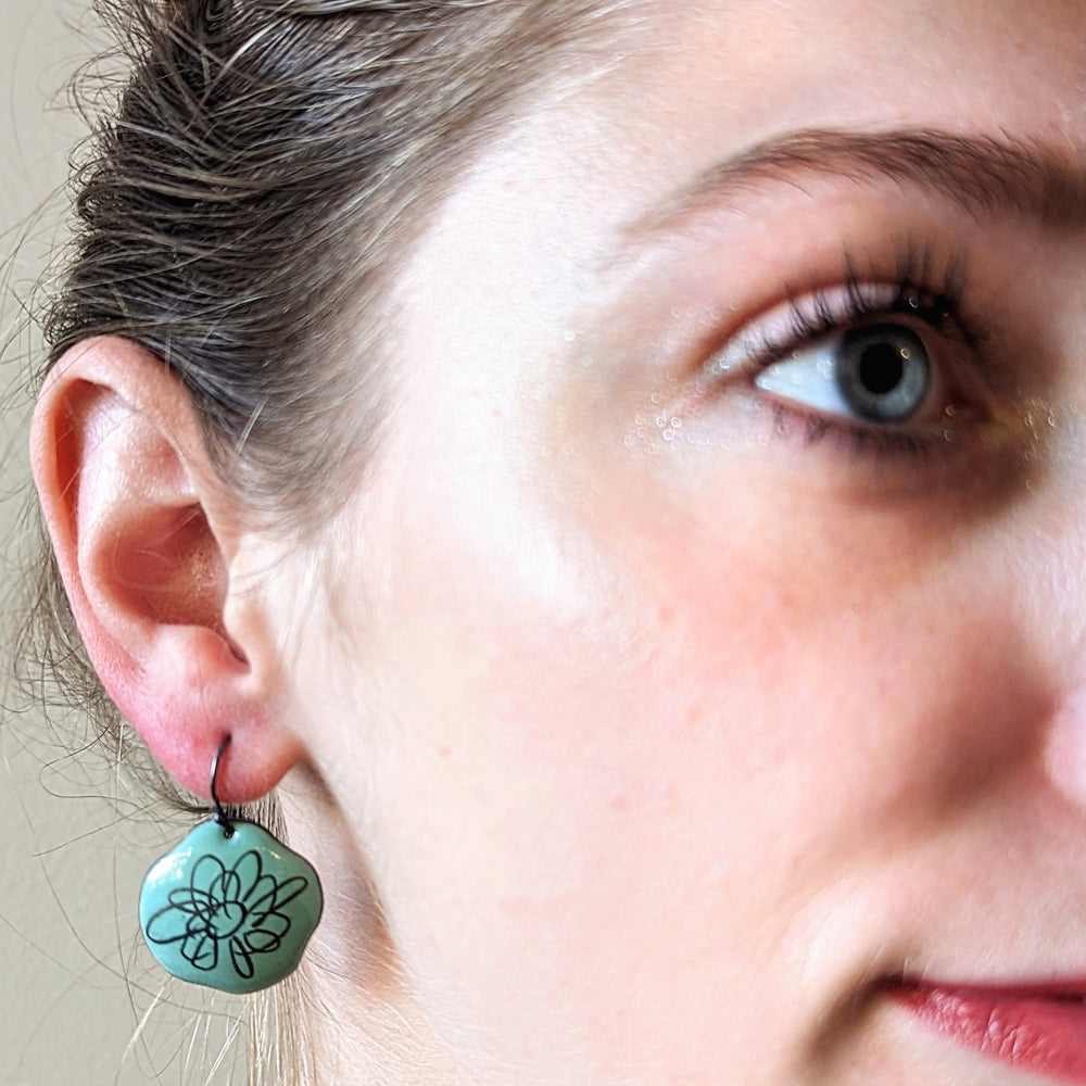 Minty Fleur earrings on ear wires