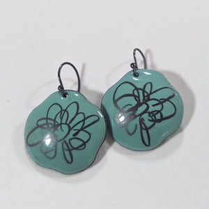Minty Fleur earrings on ear wires