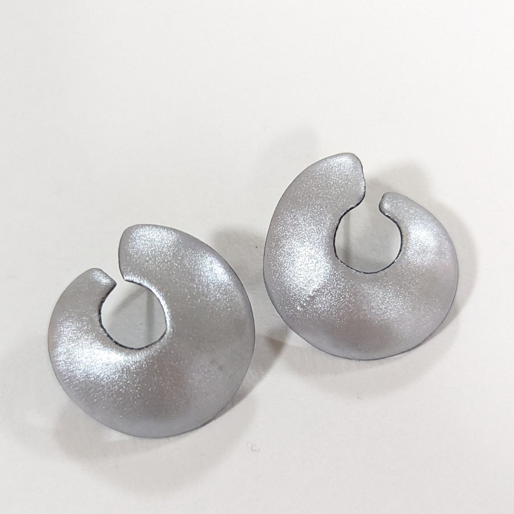 Small Metallic Silver Organic Hoops