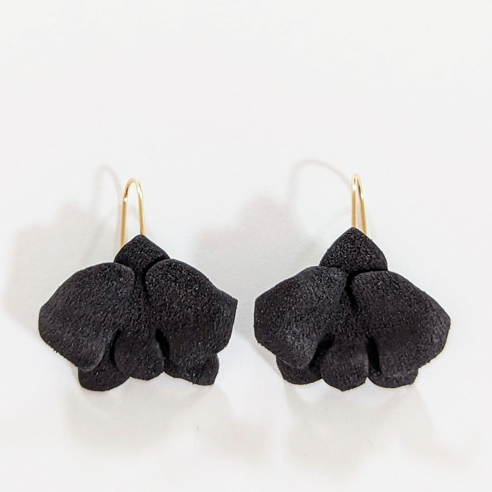 Small Black Orchid Earrings