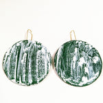 Large Green Disc Earrings With Gold Ear Wires