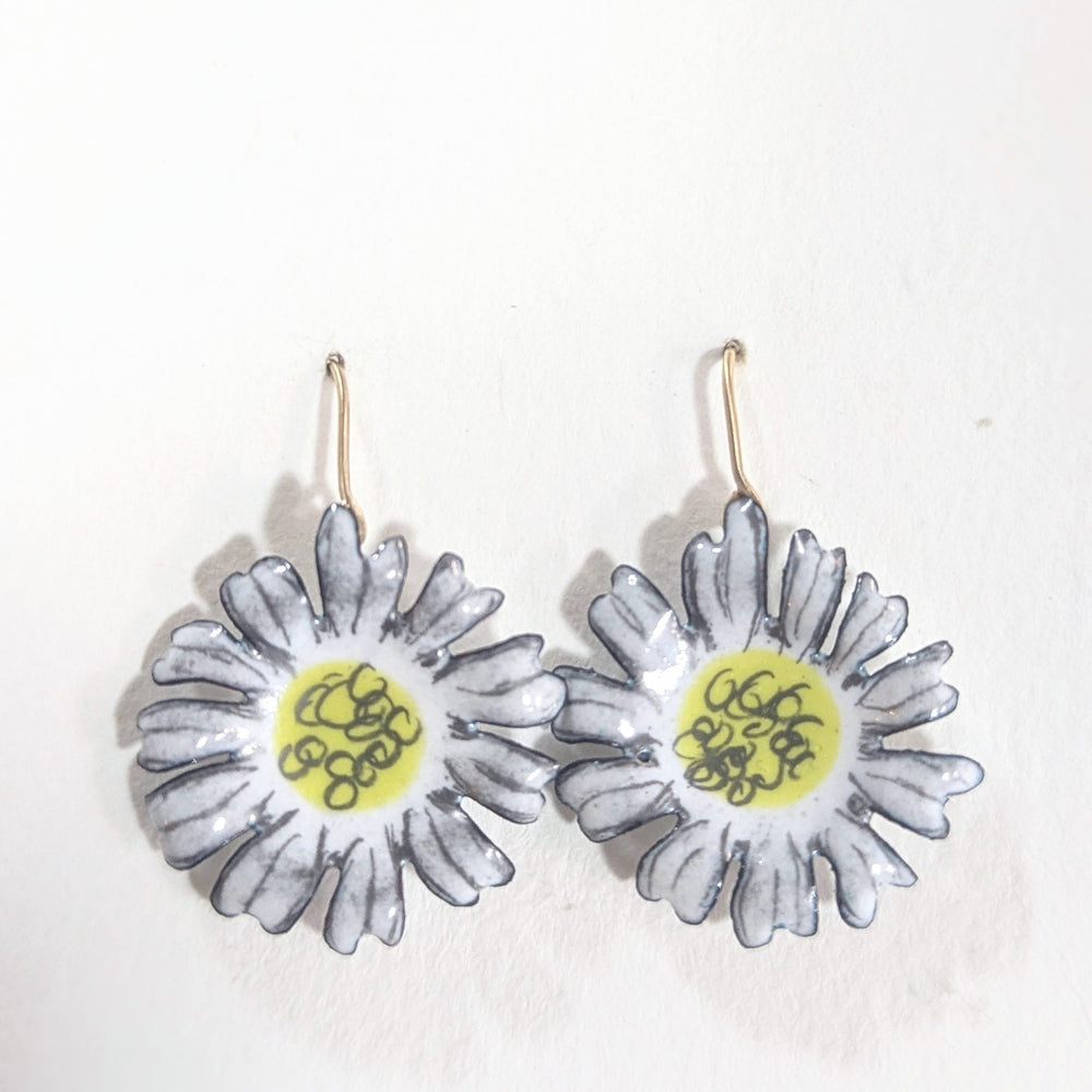 Daisy Earrings on Gold Ear wires