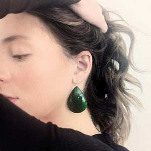 Large Green Tear Drop Earrings