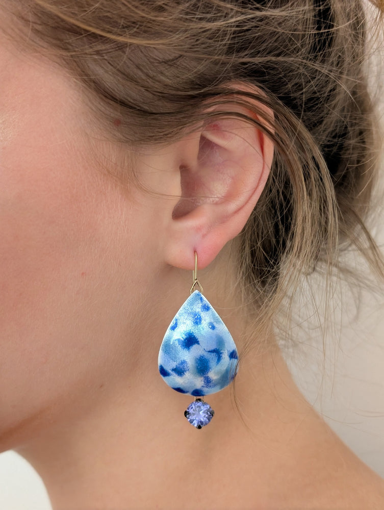 Blue Watercolor Drop Earrings