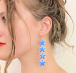Blue Cascading Flower Earrings