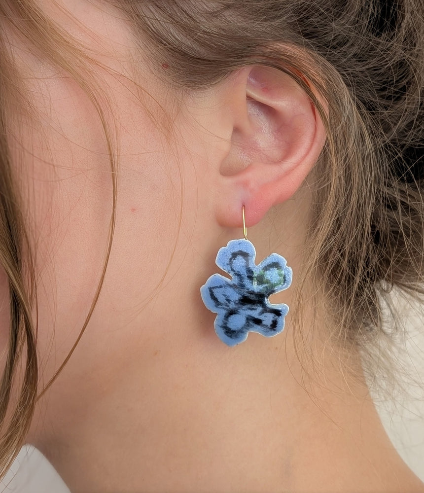 Blue Floral Earrings