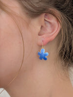 Small Blue Cheeky Flower Earrings