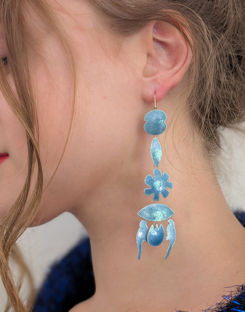 Moody Blue Chandelier Garden Earrings