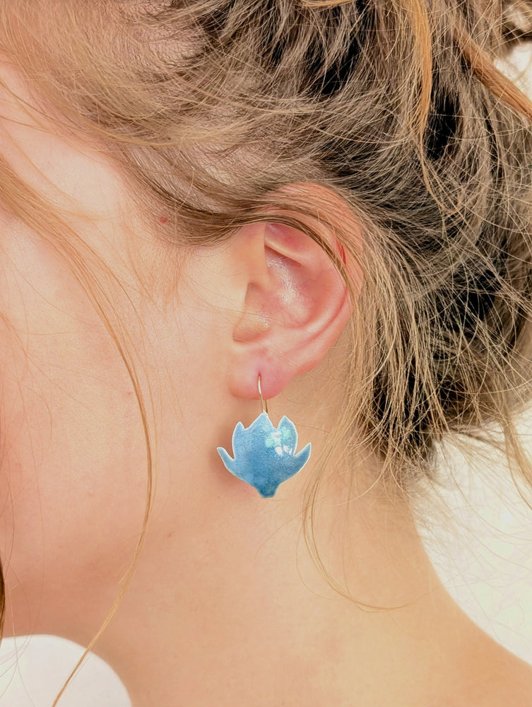 Gray Blue Magnolia Earrings