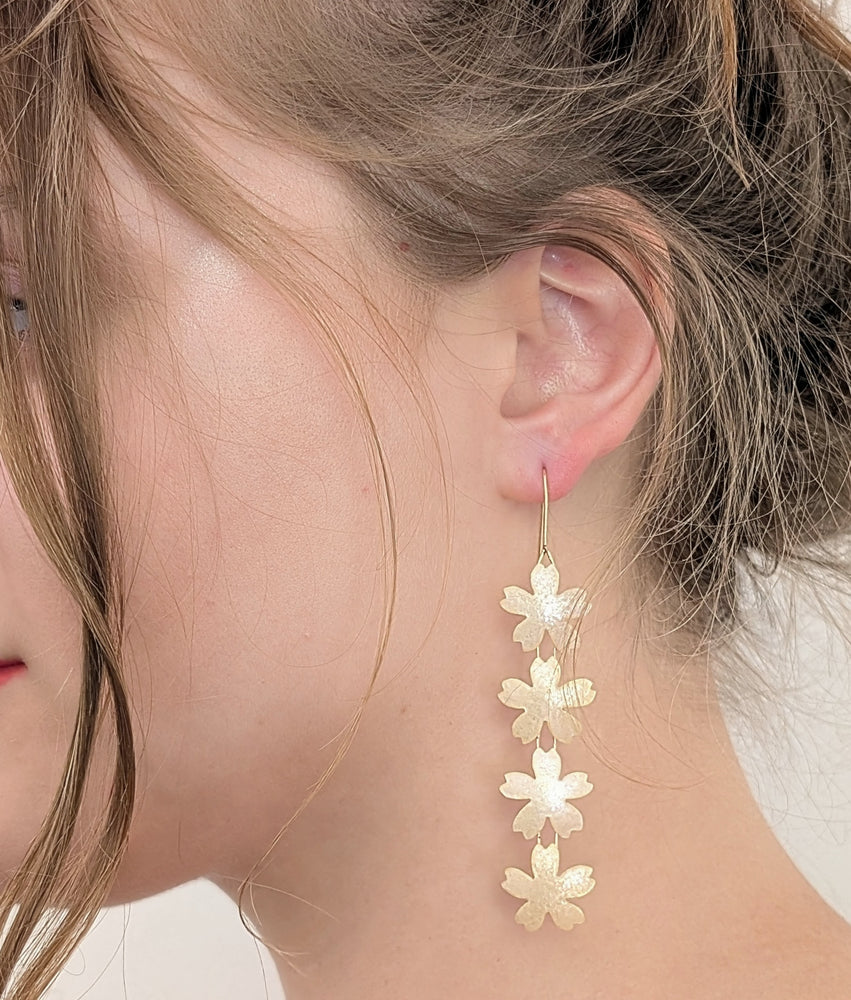 Cascading Peachy Pink Cherry Blossom Earrings