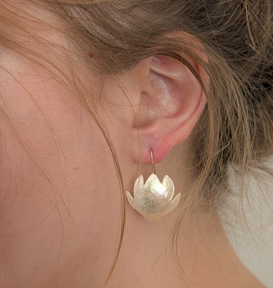 Peachy Pink Magnolia Earrings