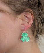 Minty Green Double Flower Earrings
