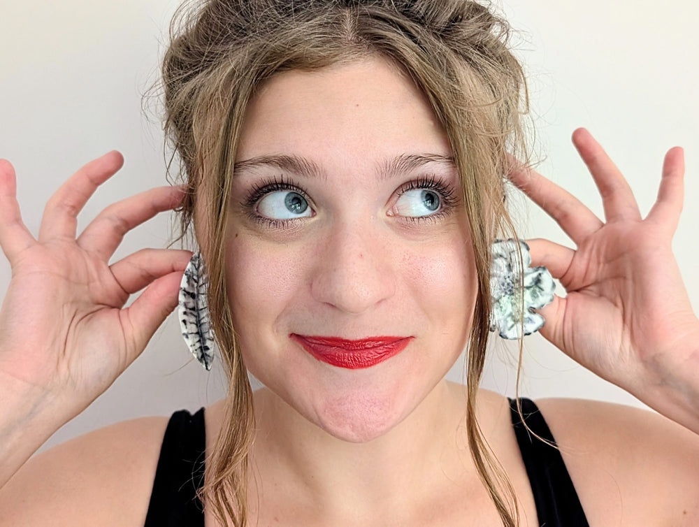 Asymmetrical Leaf and Flower Earrings