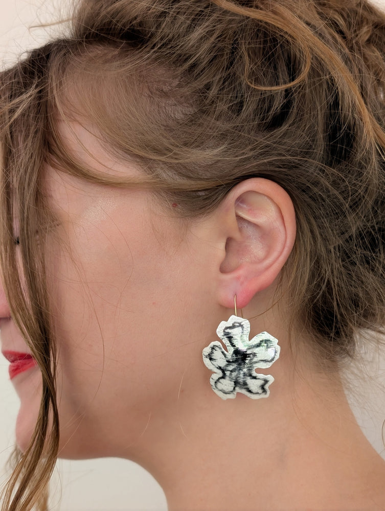 Opalescent White Floral Earrings