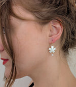 White Cherry Blossom Earrings With Pearls