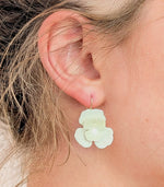 White Double Flower Earrings