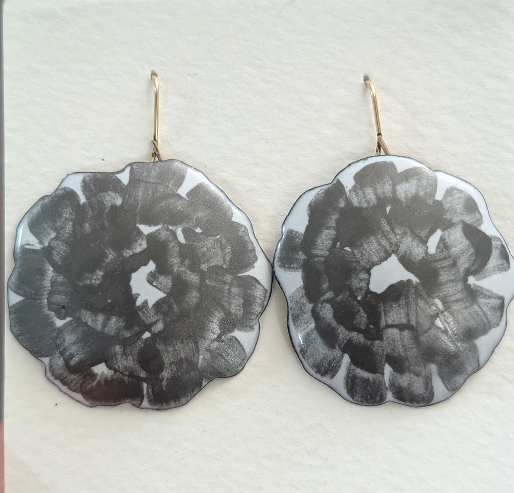 White White Hand Painted Earrings
