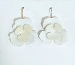 White Double Flower Earrings