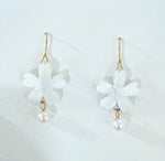 White Cherry Blossom Earrings With Pearls