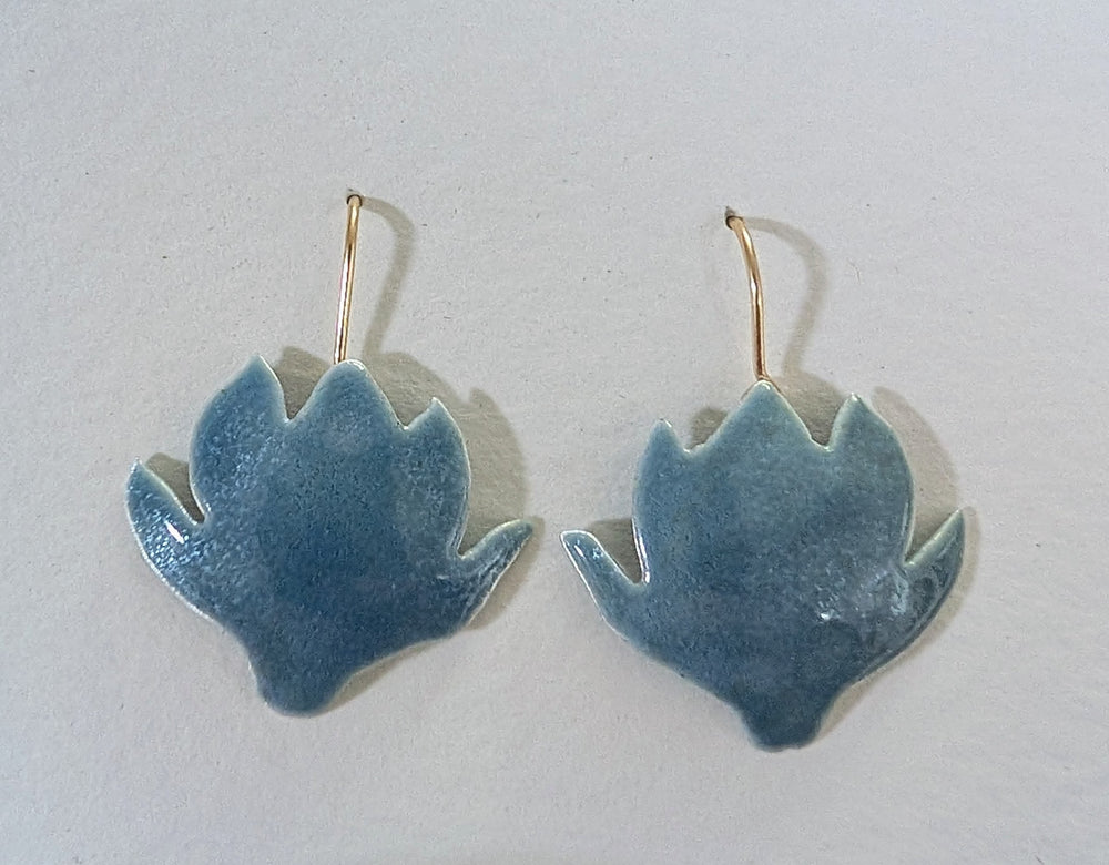 Gray Blue Magnolia Earrings