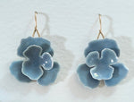 Gray Blue Double Flower Earrings