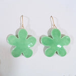 Large Minty Green Cheeky Flower Earrings