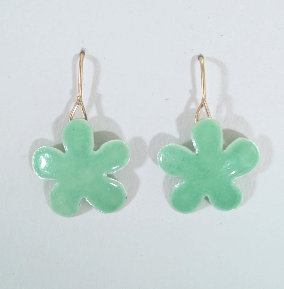 Small Minty Green Cheeky Flower Earrings