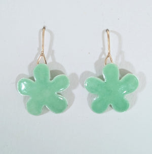 Small Minty Green Cheeky Flower Earrings
