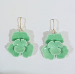 Minty Green Double Flower Earrings