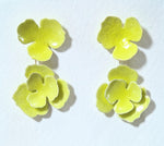 Acid Yellow Triple Flower Earrings