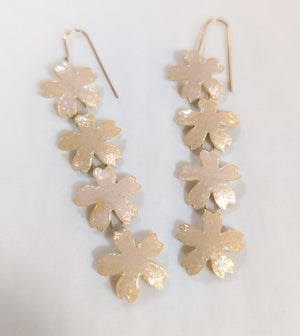 Cascading Peachy Pink Cherry Blossom Earrings