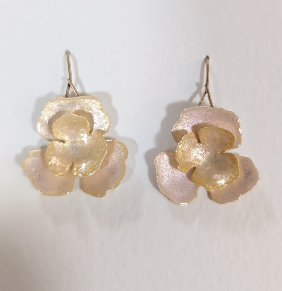 Peachy Pink Double Flower Earrings