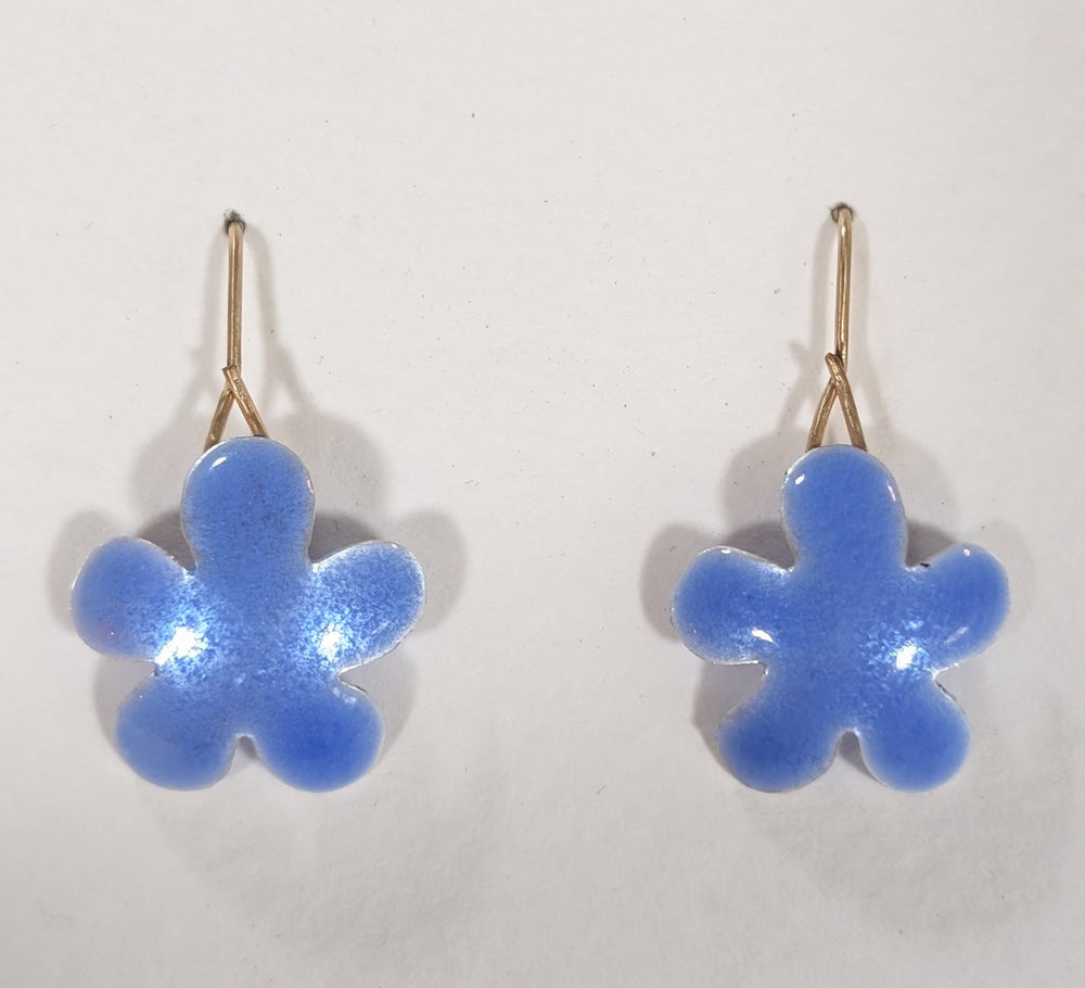 Small Blue Cheeky Flower Earrings