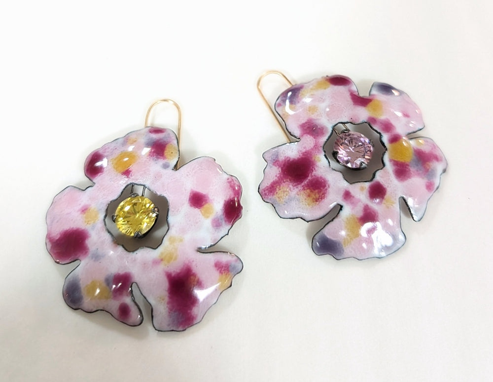 Opaque Watercolor Flower Earrings