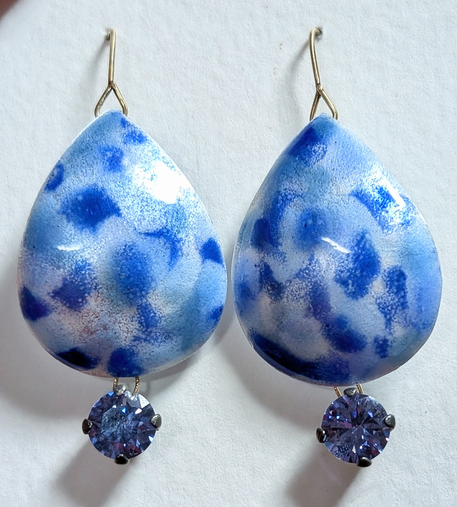 Blue Watercolor Drop Earrings