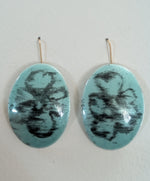 Aqua Oval Floral Earrings
