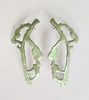Green Rorschach earrings