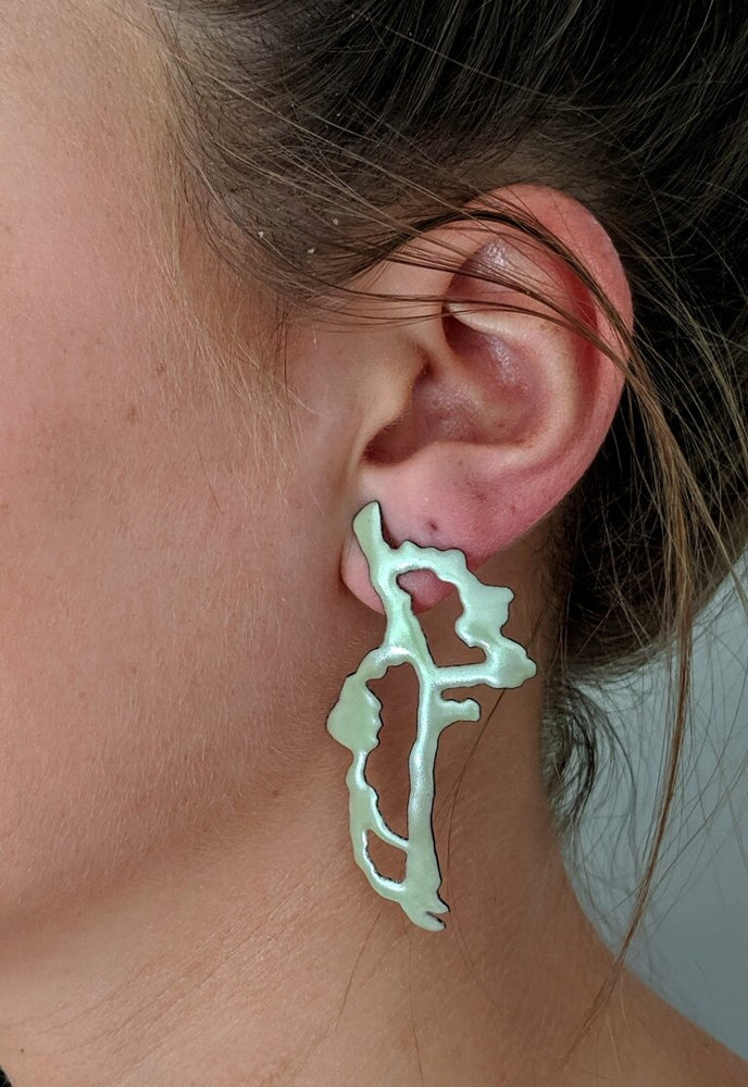 Green Rorschach earrings