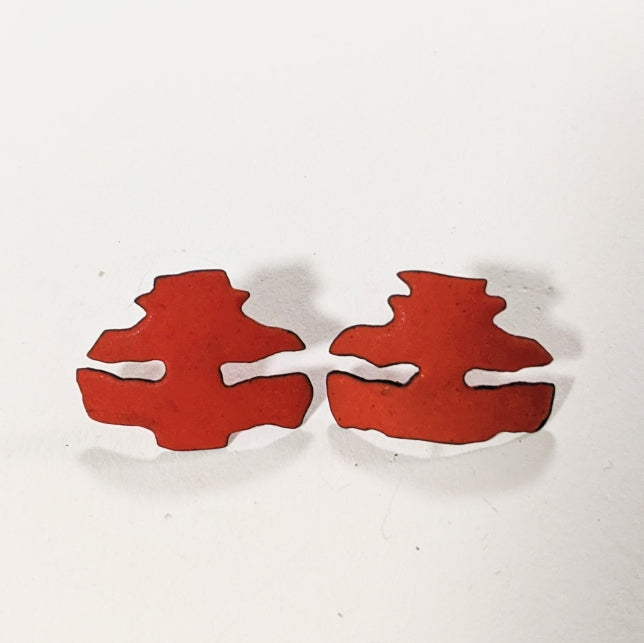 
                
                    Load image into Gallery viewer, Red Rorschach post earrings
                
            