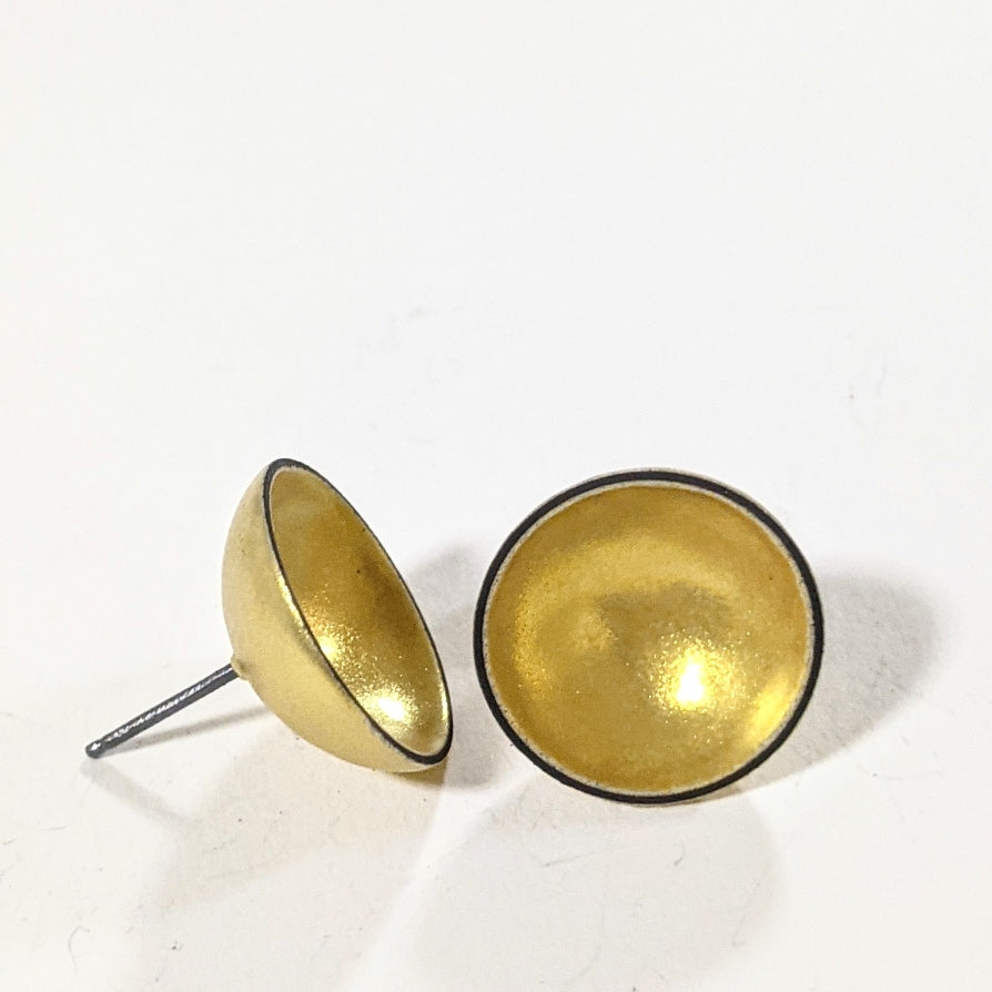 gold enameled bowl stud earrings